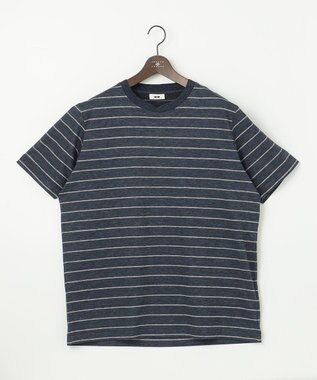 JOSEPH ABBOUD 【キングサイズ・清涼感/吸水速乾】リネンハニカムボーダーＴシャツ ネイビー系2