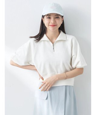 earth music&ecology ハーフジップショートプルオーバー Off White