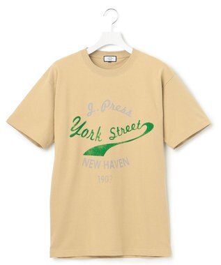 J.PRESS YORK STREET 【UNISEX】ロゴデザインプリントTシャツ ベージュ系