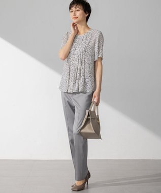 23区 【接触冷感/吸水速乾】ペインティングプリント ブラウス ベージュ系