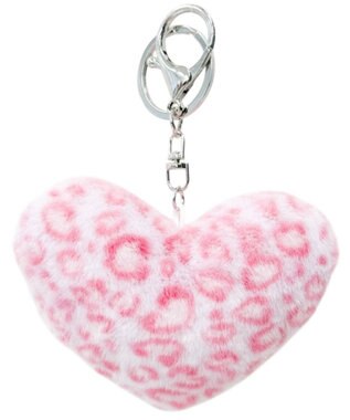 WEGO ファーレオパードハートキーホルダー