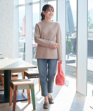 Tiaclasse メランジケーブルラグラントップス グレージュ