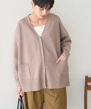 AMERICAN HOLIC バイパチVネックルーズカーディガン Beige