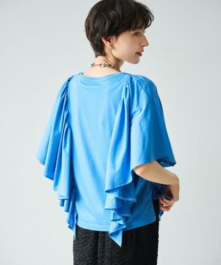 #Newans 【乾燥機可能/接触冷感】ラッフルフリルカットソー ブルー