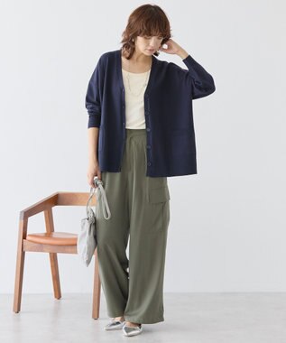 AMERICAN HOLIC バイパチVネックルーズカーディガン Navy