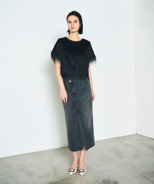 GRACE CONTINENTAL フリンジトップ ブラック