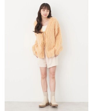 earth music&ecology 起毛リボンニットカーディガン Orange