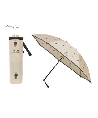 MOONBAT POLO RALPH LAUREN （ポロ ラルフローレン）折りたたみ傘 FLAG BEAR ポロベア ドット 大きめ55cm ベージュ