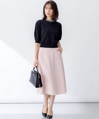 組曲 S 【WEB限定】ビジューパフスリーブ ニット ブラック系