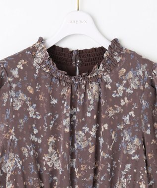 ANY SIS 【洗える】ニュアンスプリント ワンピース モカ系