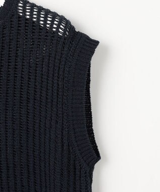 自由区 【レイヤード・旬スタイル】リネンコットン ベスト ネイビー