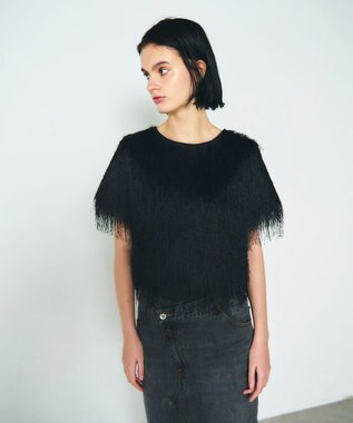 GRACE CONTINENTAL フリンジトップ ブラック