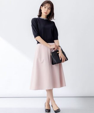 組曲 S 【WEB限定】ビジューパフスリーブ ニット ブラック系