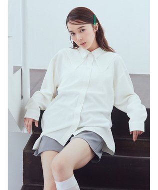 earth music&ecology ダブルカラーシャツ Ivory