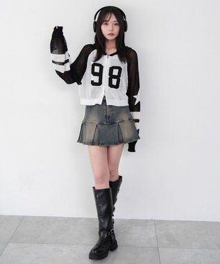 WEGO ラグランメッシュニットパーカー ブラック