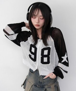 WEGO ラグランメッシュニットパーカー ブラック
