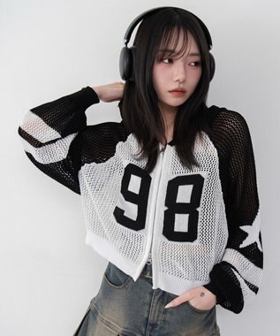 WEGO ラグランメッシュニットパーカー ブラック