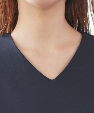 Tiaclasse 【洗える】ハイストレッチジョーゼットワンピース ネイビー