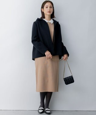 組曲 S 2WAYショートビーバー フーテッドコート ブラック系