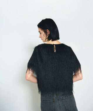 GRACE CONTINENTAL フリンジトップ ブラック