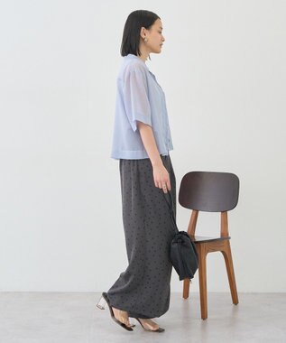 AMERICAN HOLIC シアーショート丈開襟シャツ Sax