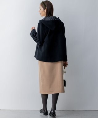 組曲 2WAYショートビーバー フーテッドコート ブラック系