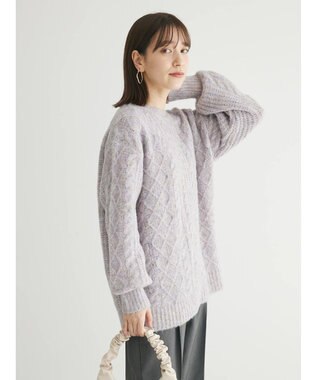 Green Parks フェアリーＭｉｘケーブルニットプルオーバー Purple