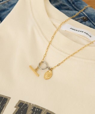 AMERICAN HOLIC ステンレスコインマンテルネックレス Gold