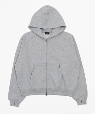 WEGO ショートZIPパーカー 杢グレー