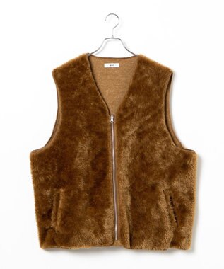 WEGO フェイクファーBIGベスト ブラウン