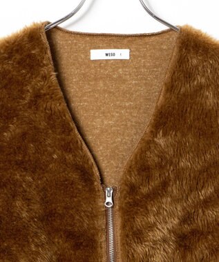WEGO フェイクファーBIGベスト ブラウン