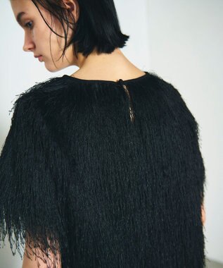 GRACE CONTINENTAL フリンジトップ ブラック