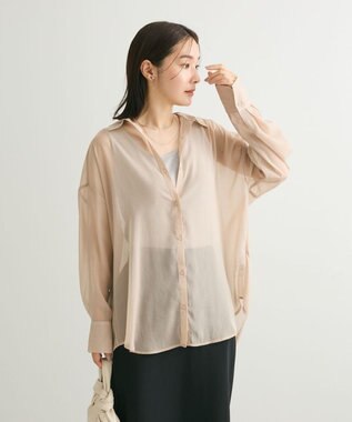 Green Parks シアーシャイニーシャツ Beige