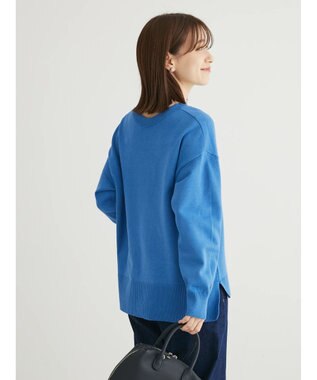 Green Parks もちやわ　Ｖネック前後差プルオーバー Blue