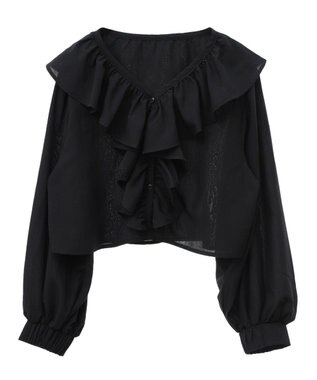 earth music&ecology ラッフルフリルシャツ Black