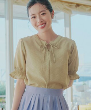 Tiaclasse シアーシャーリング2WAYブラウス ライム