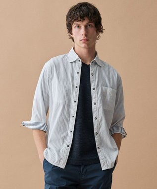 JOSEPH ABBOUD 【キングサイズ・2WAY】リバーシブルストライプ 七分袖 シャツ