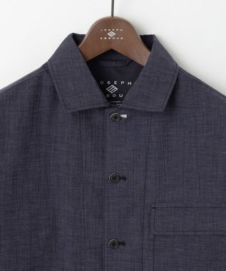 JOSEPH ABBOUD 【洗える・麻混】クールリネン シャツ ネイビー系