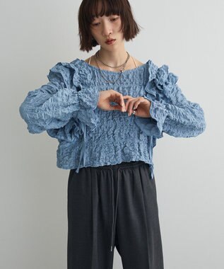 Green Parks ２ＷＡＹフリルブラウス Sax