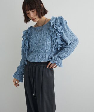 Green Parks ２ＷＡＹフリルブラウス Sax