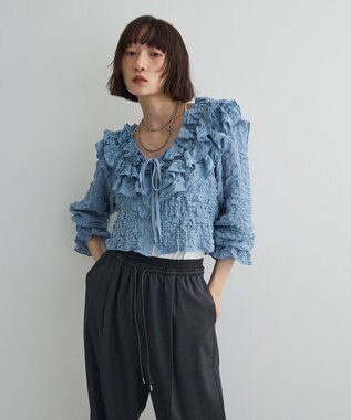 Green Parks ２ＷＡＹフリルブラウス Sax