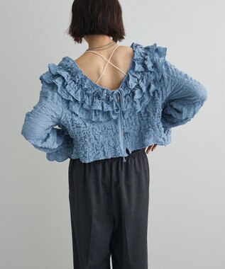 Green Parks ２ＷＡＹフリルブラウス Sax