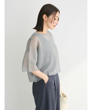 Green Parks シアーきらきらニットプルオーバー Gray