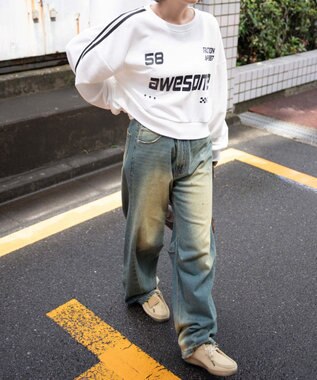 WEGO ゲームグラフィック2ラインショートスウェット ホワイト