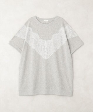 earth music&ecology レース切替ドルマン裏毛プルオーバー Gray Mixture