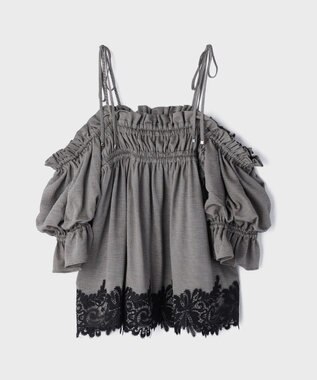 GRACE CONTINENTAL ギャザーフレアトップ カーキ