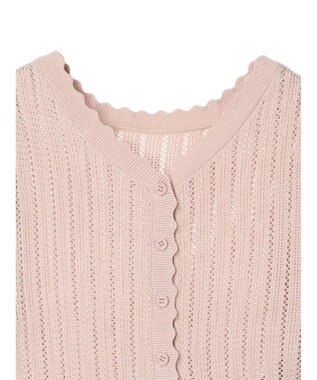 earth music&ecology ２点ＳＥＴ透かし編みカーディガン＋裾フレアスカート Pink