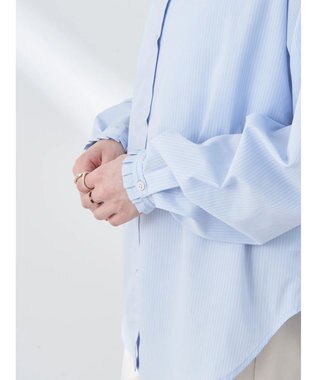 earth music&ecology Ｔ／Ｃ　スタンドフリルブラウス Stripe