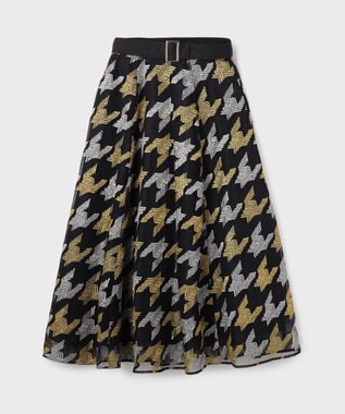 GRACE CONTINENTAL 千鳥刺繍チュールスカート ブラック