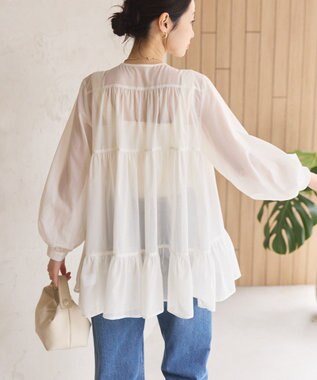 AMERICAN HOLIC シアーティアードロングブラウス Off White